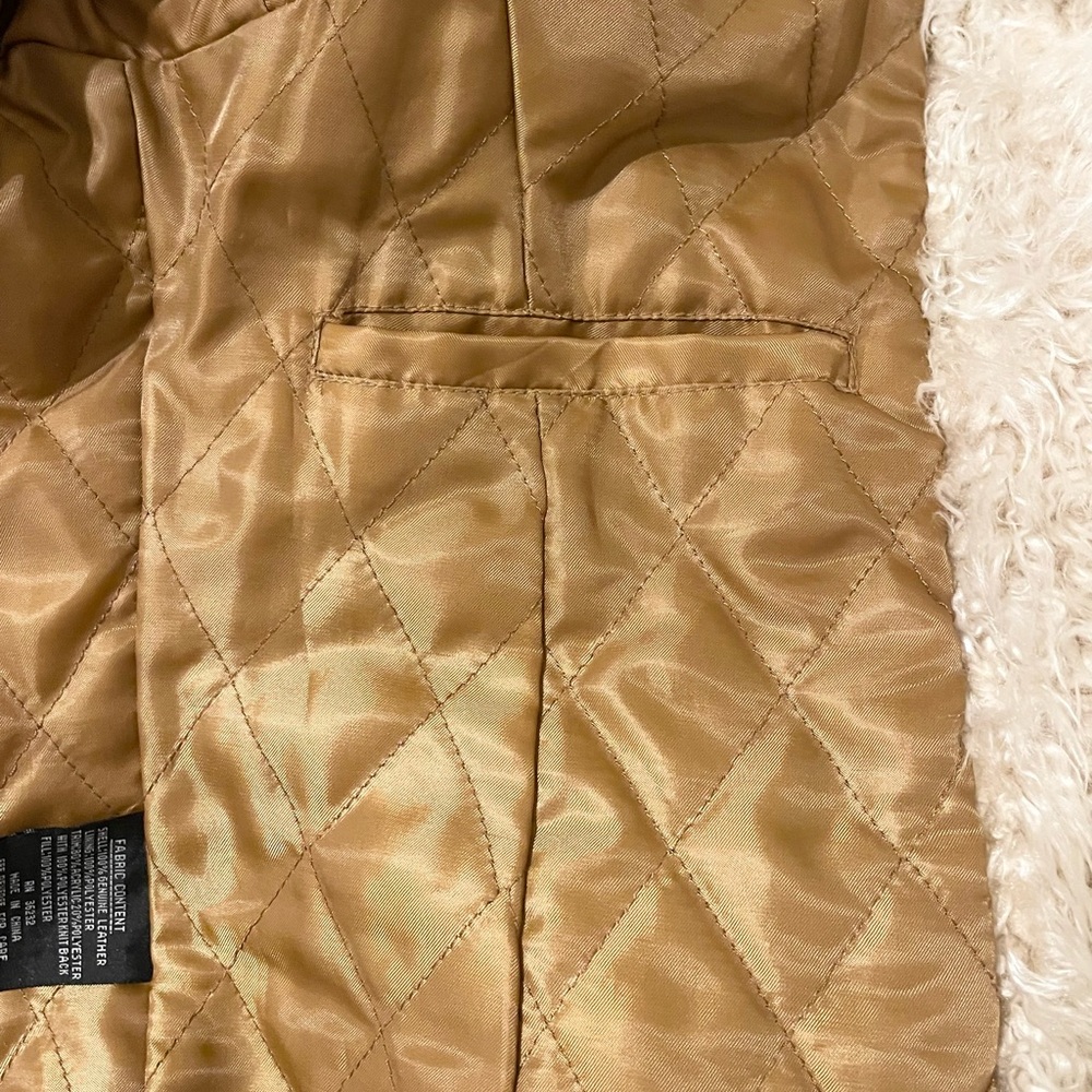 Vintage Penny Lane Leather Coat Faux Fur Giacca M - Picture 8 of 11